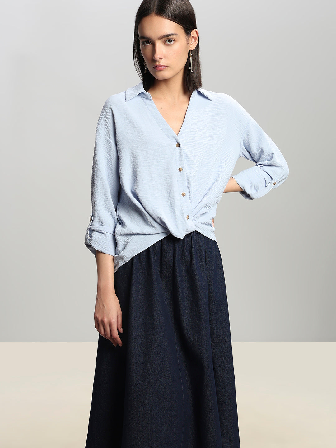 Button-Down Draped Shirt
