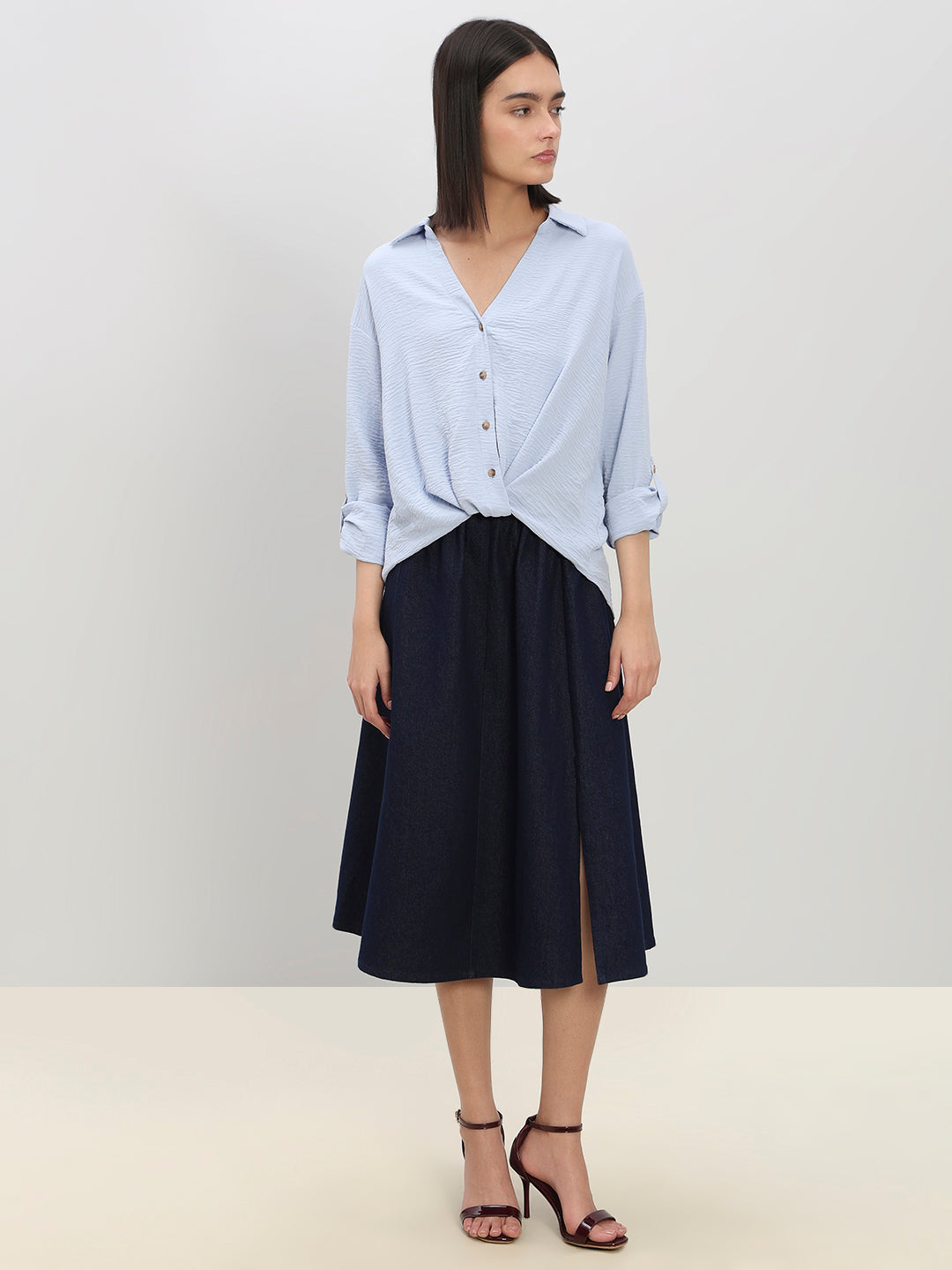 Button-Down Draped Shirt