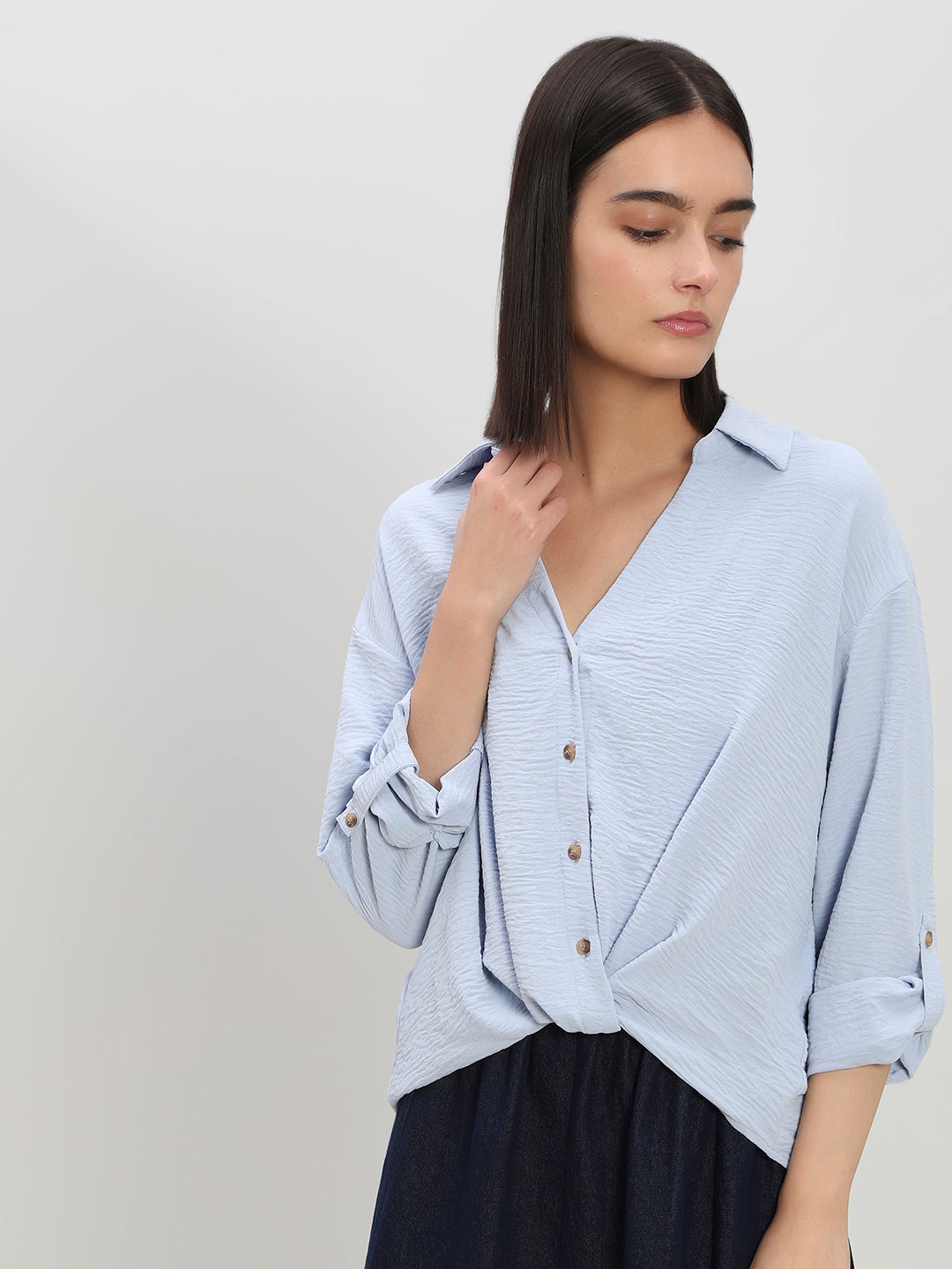 Button-Down Draped Shirt