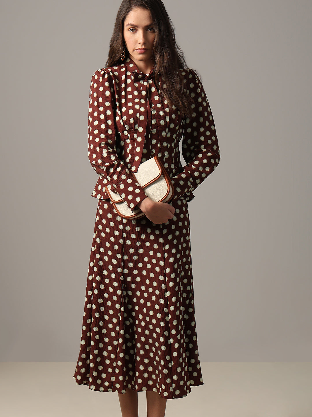 Polka Dot Tie-Detail Shirt