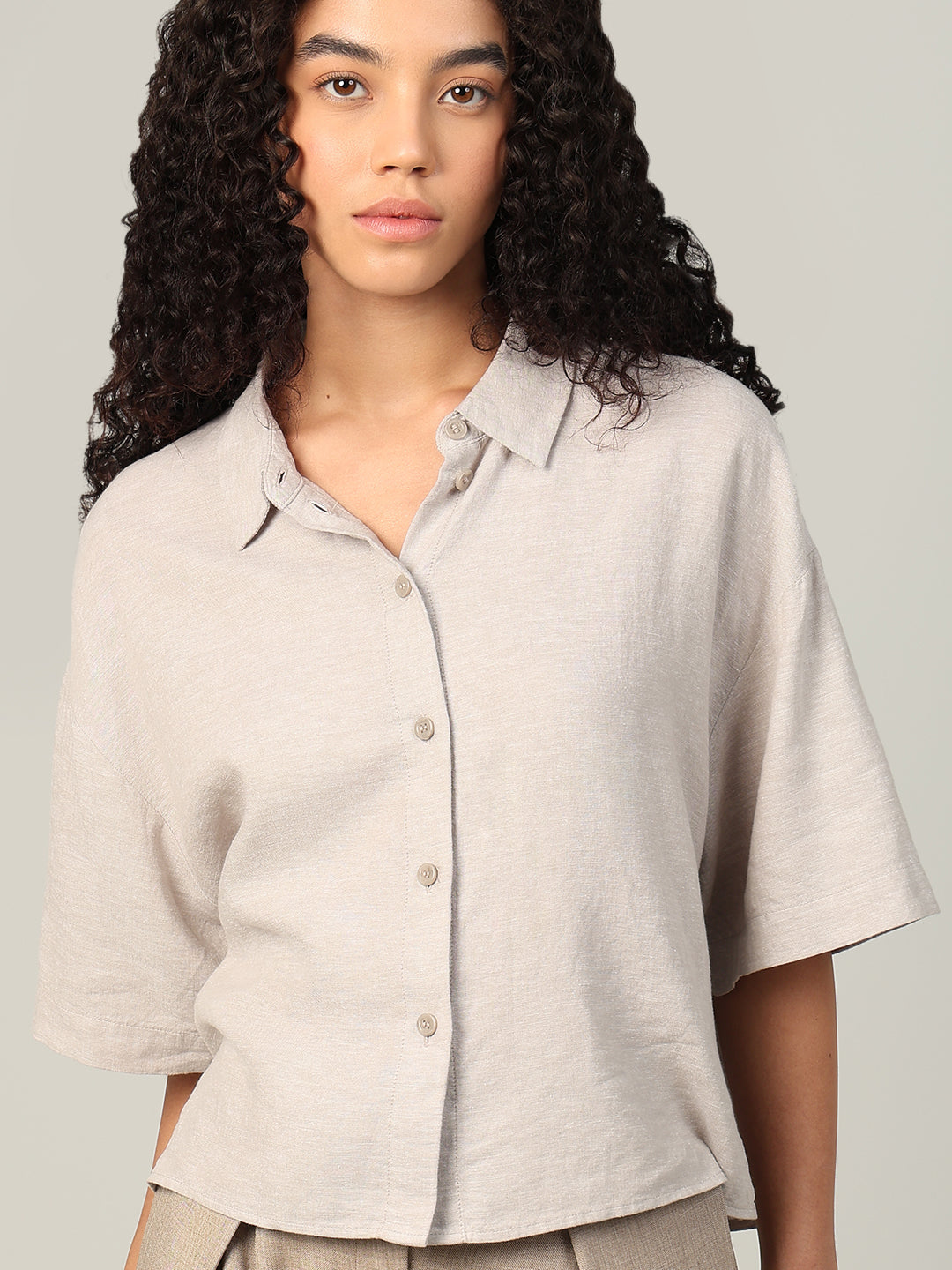 Linen Blend Short Sleeved Shirt