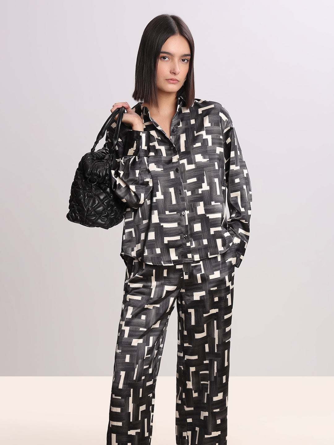 Geometric Print Button-Down Shirt