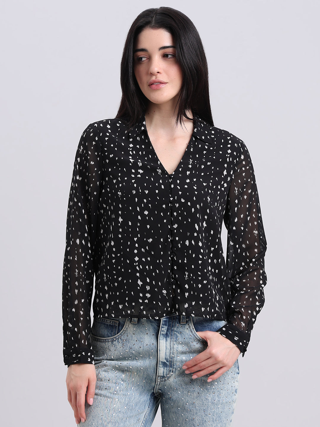 V-Neck Printed Top