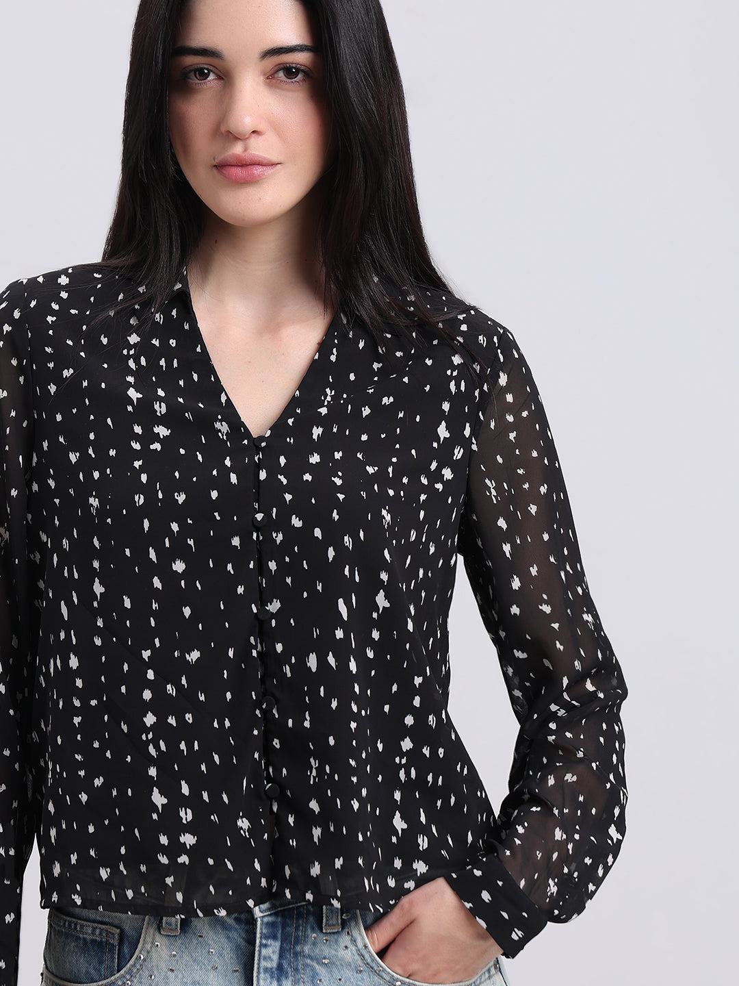V-Neck Printed Top