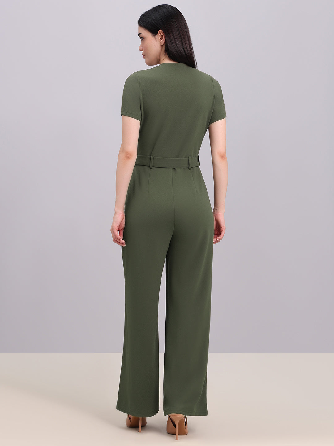 Olive V-Neck Jumpsuit