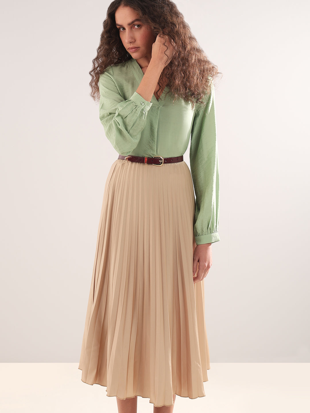 Light Green V-Neck Top