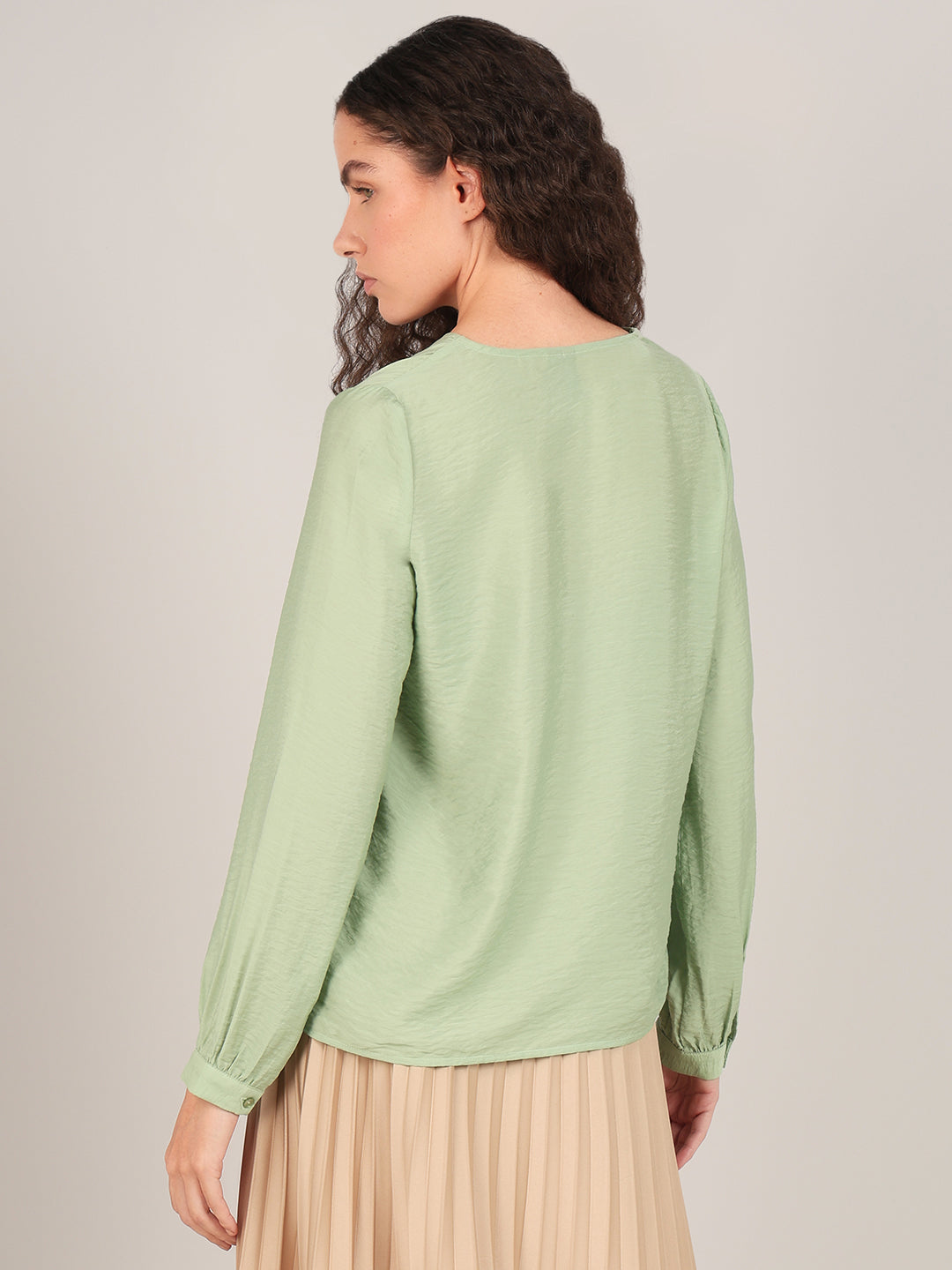 Light Green V-Neck Top