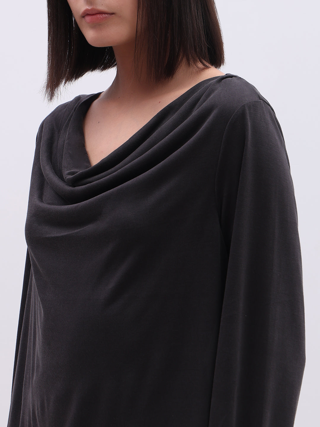 Black Cowl Neck Top