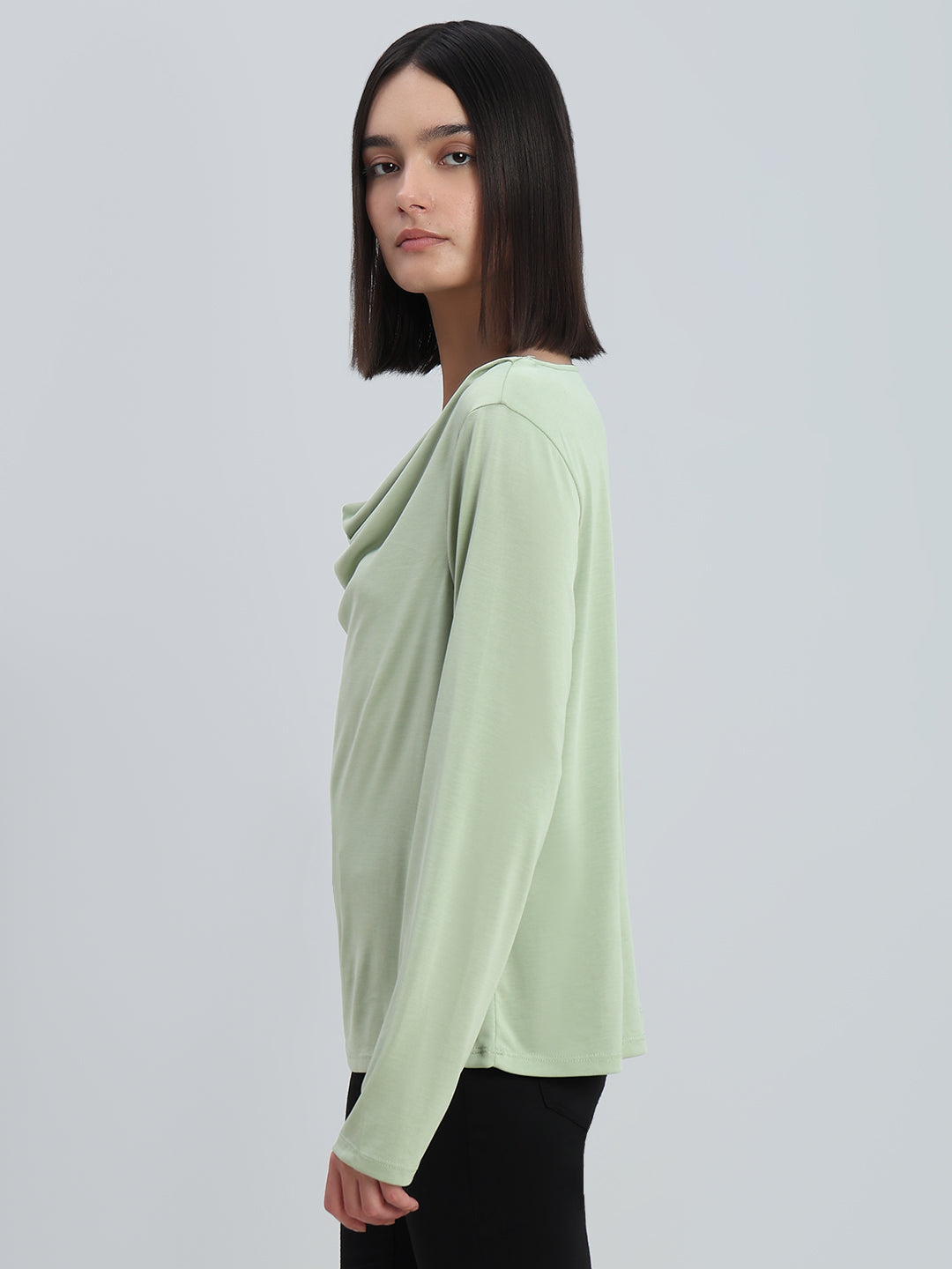 Green Cowl Neck Top
