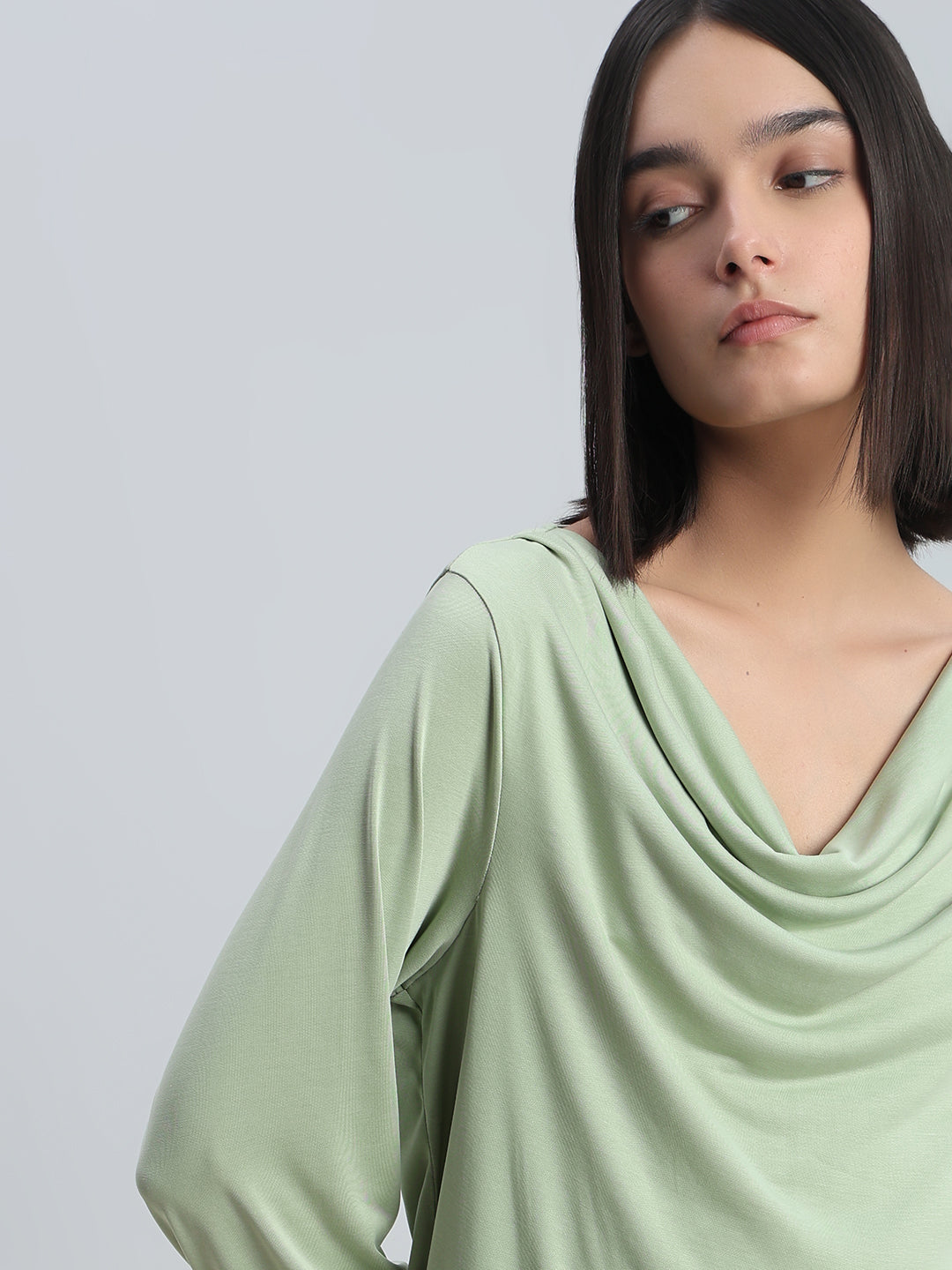 Green Cowl Neck Top