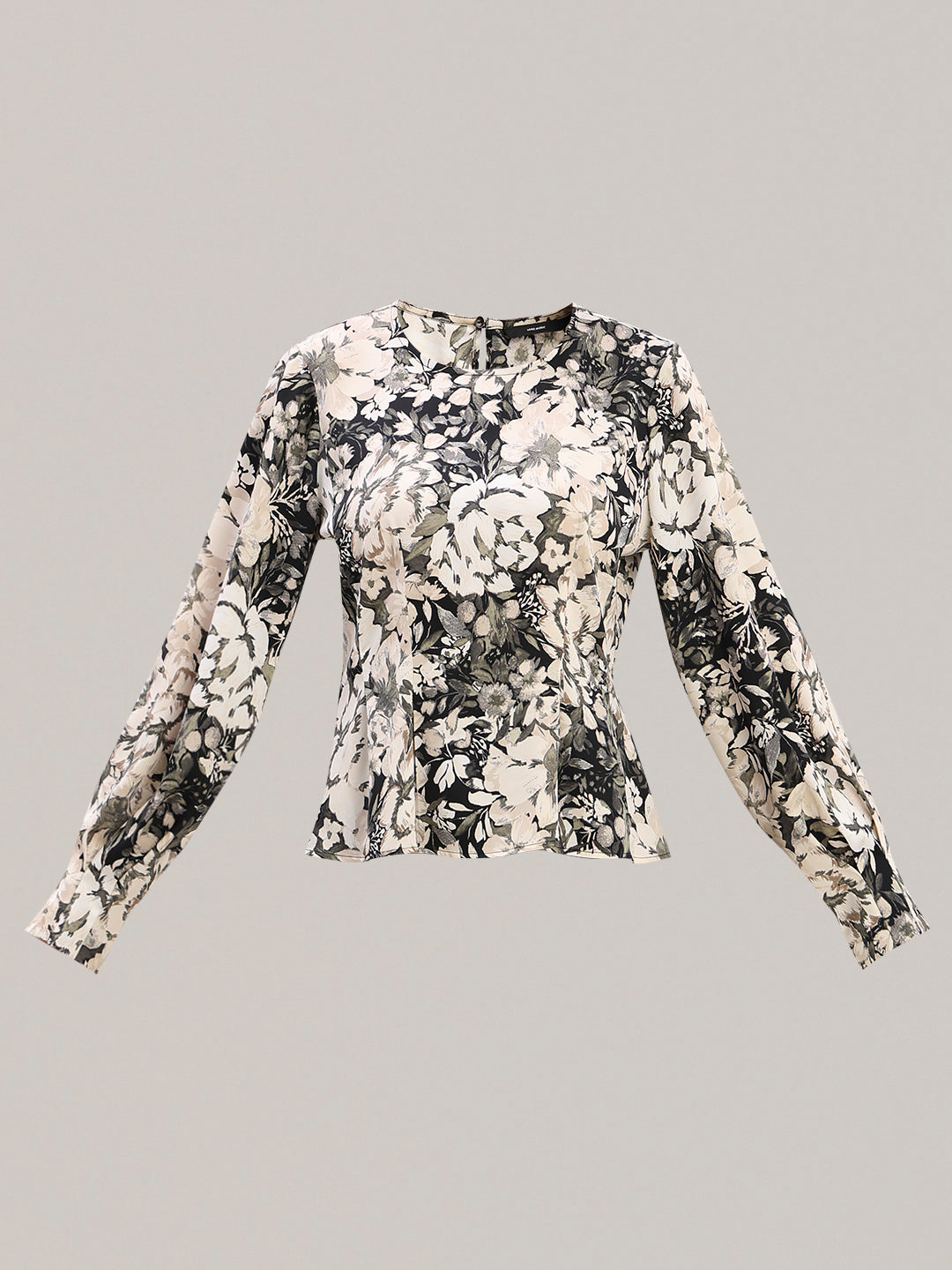 Floral Peplum Long-Sleeve Top