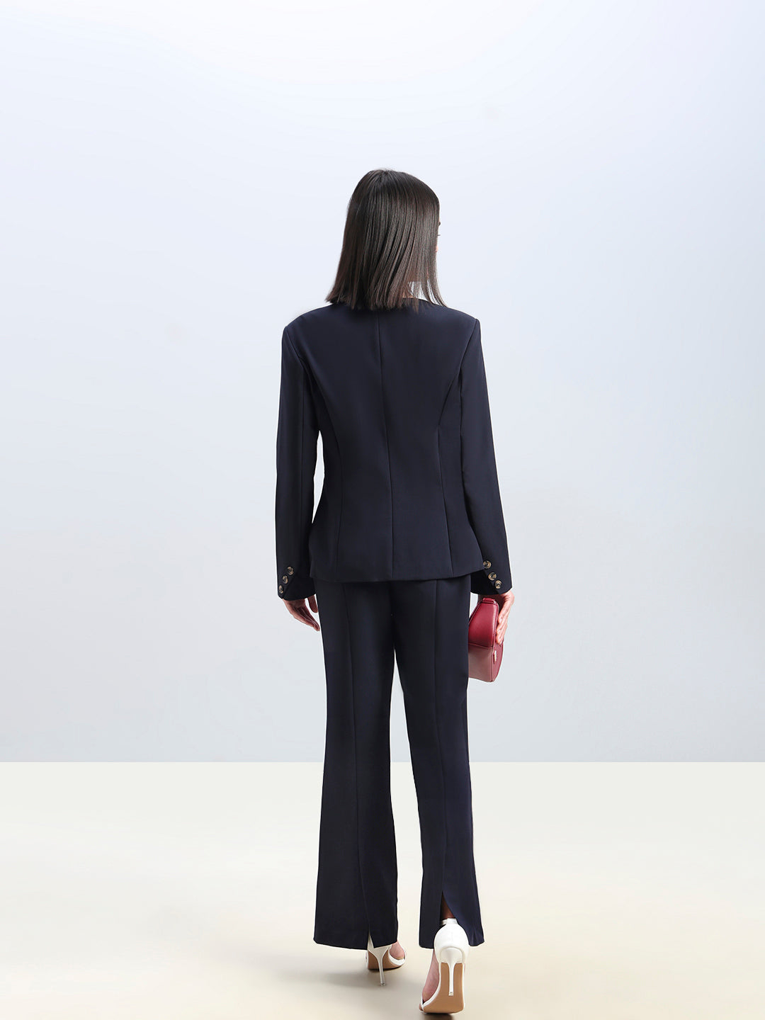 Navy High Rise Flared Pants