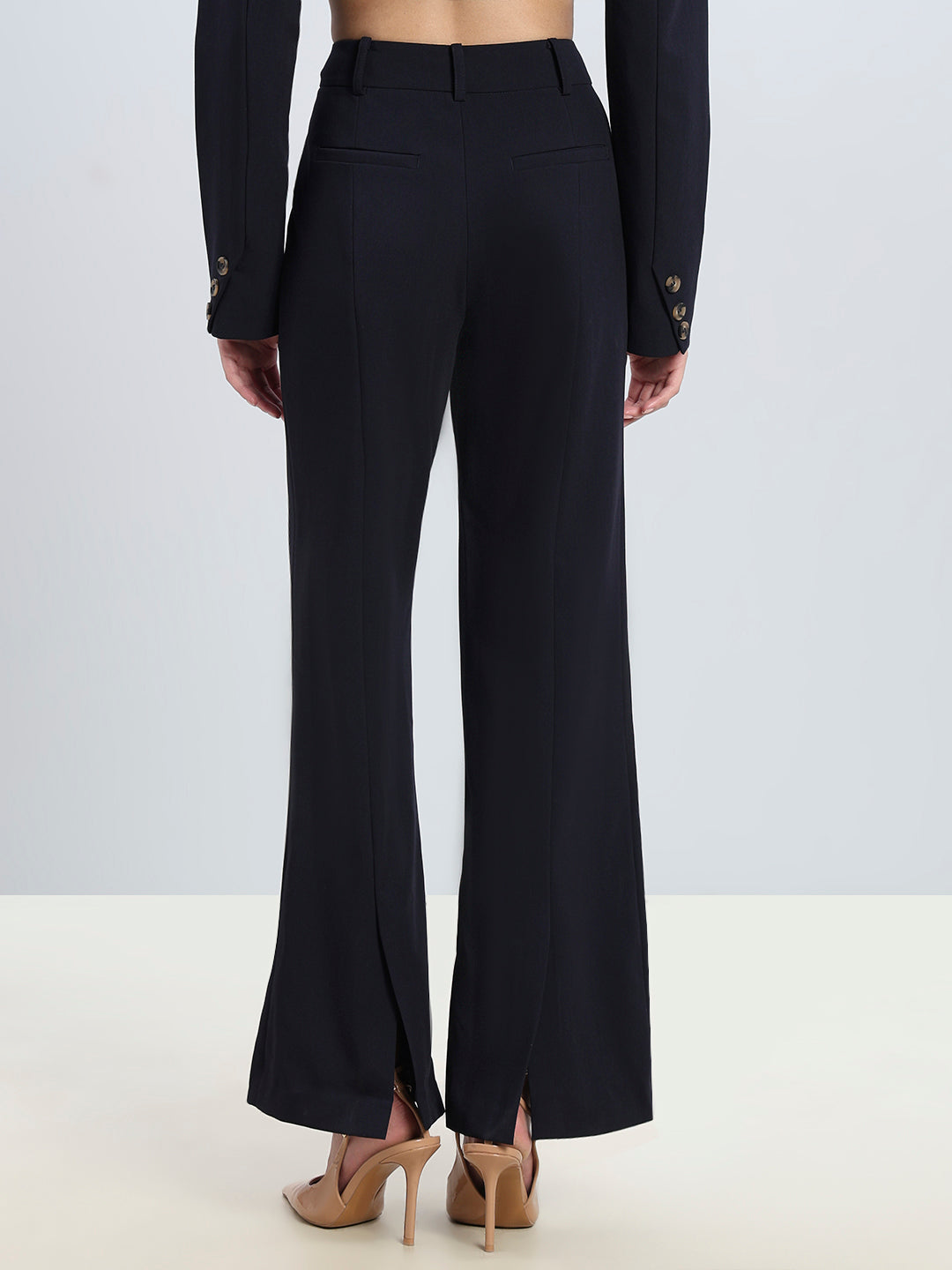 Navy High Rise Flared Pants