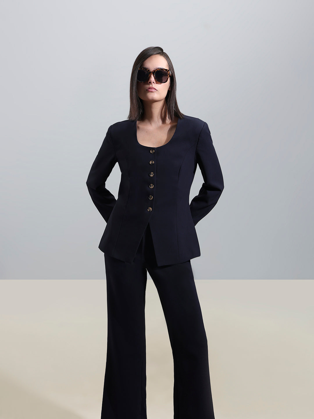 Navy Blue Structured Blazer