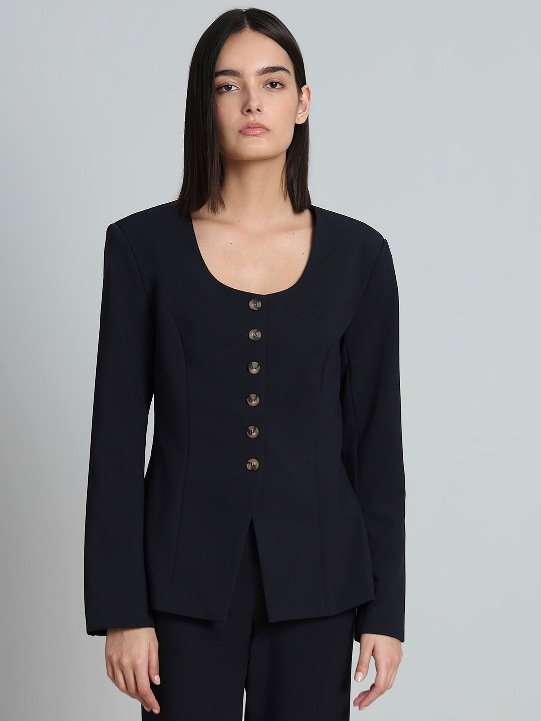 Navy Blue Structured Blazer