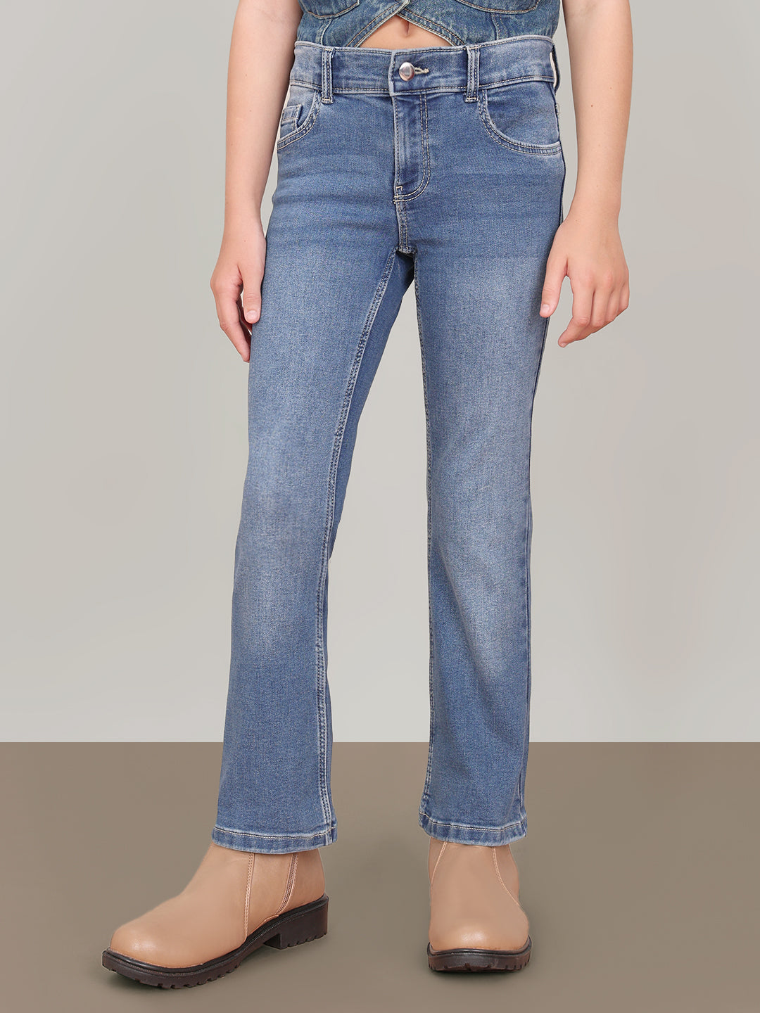 GIRL Blue Mid Rise Flared Jeans