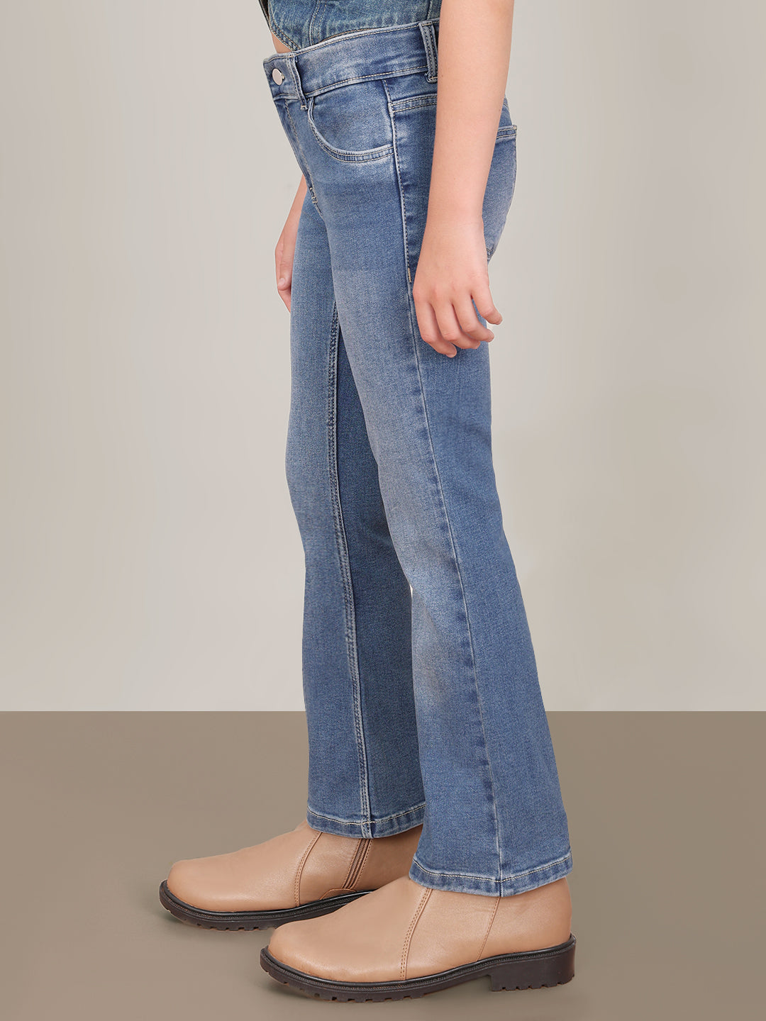 GIRL Blue Mid Rise Flared Jeans