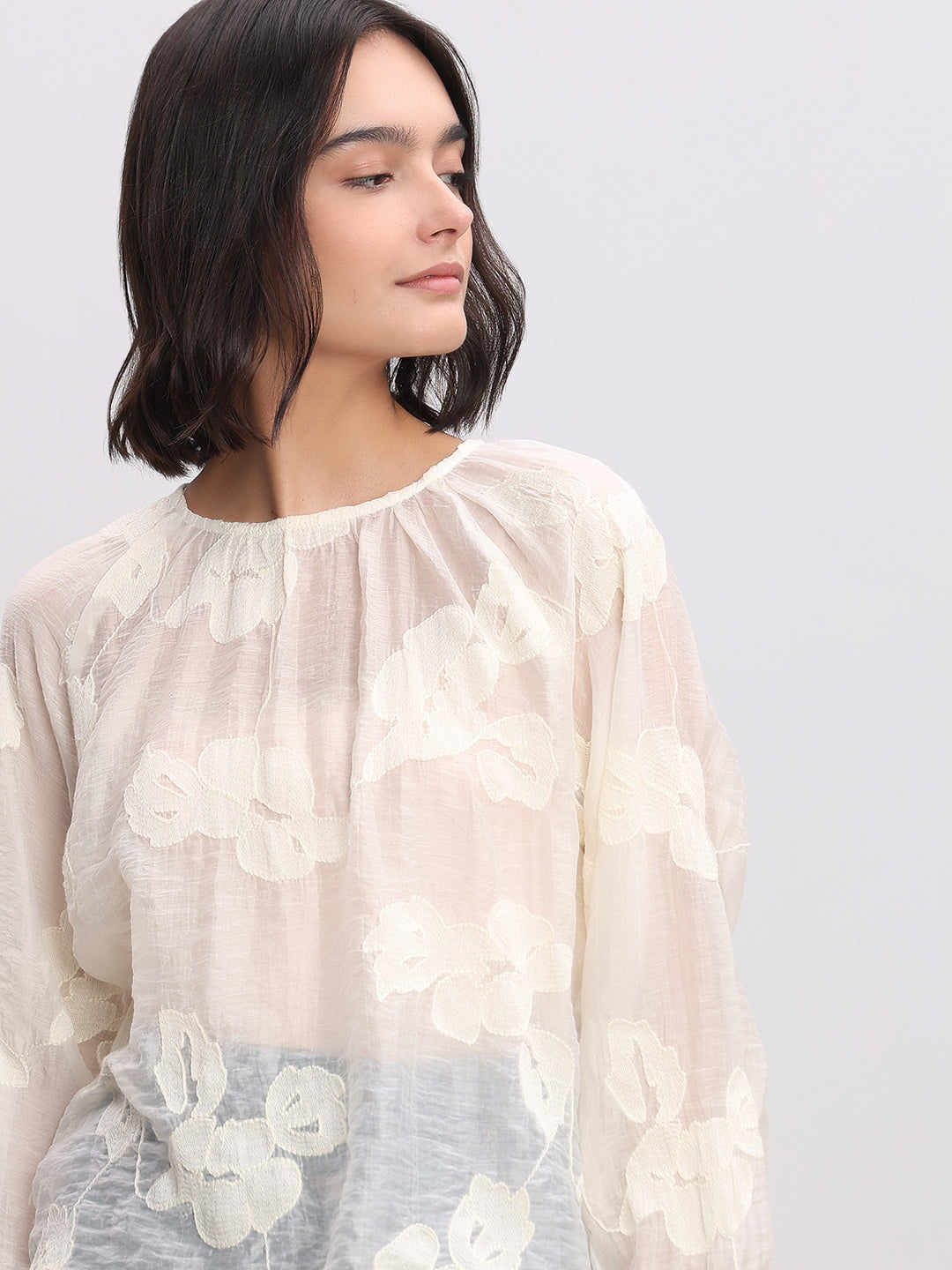 Textured Long-Sleeve Top