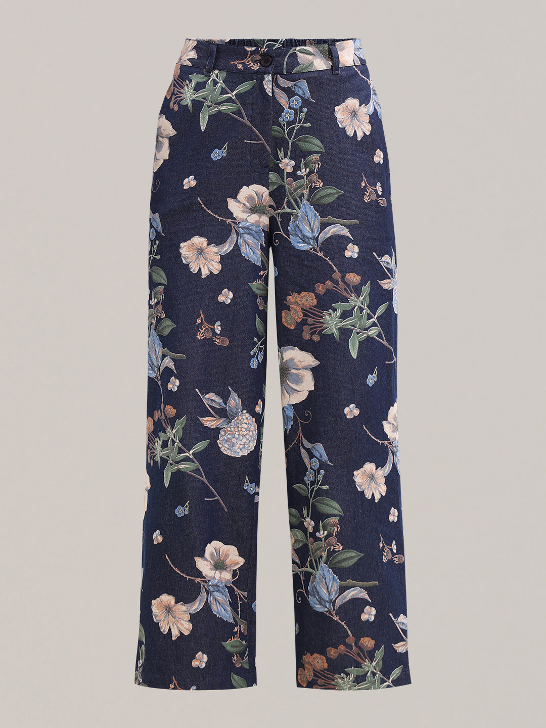Floral High Rise Denim Pants