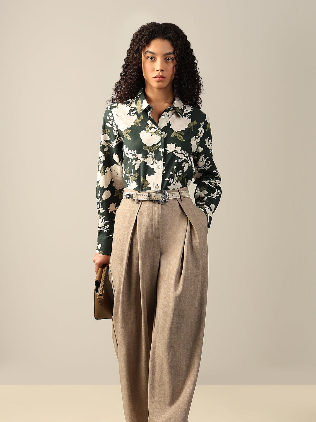 Dark Green Floral Shirt