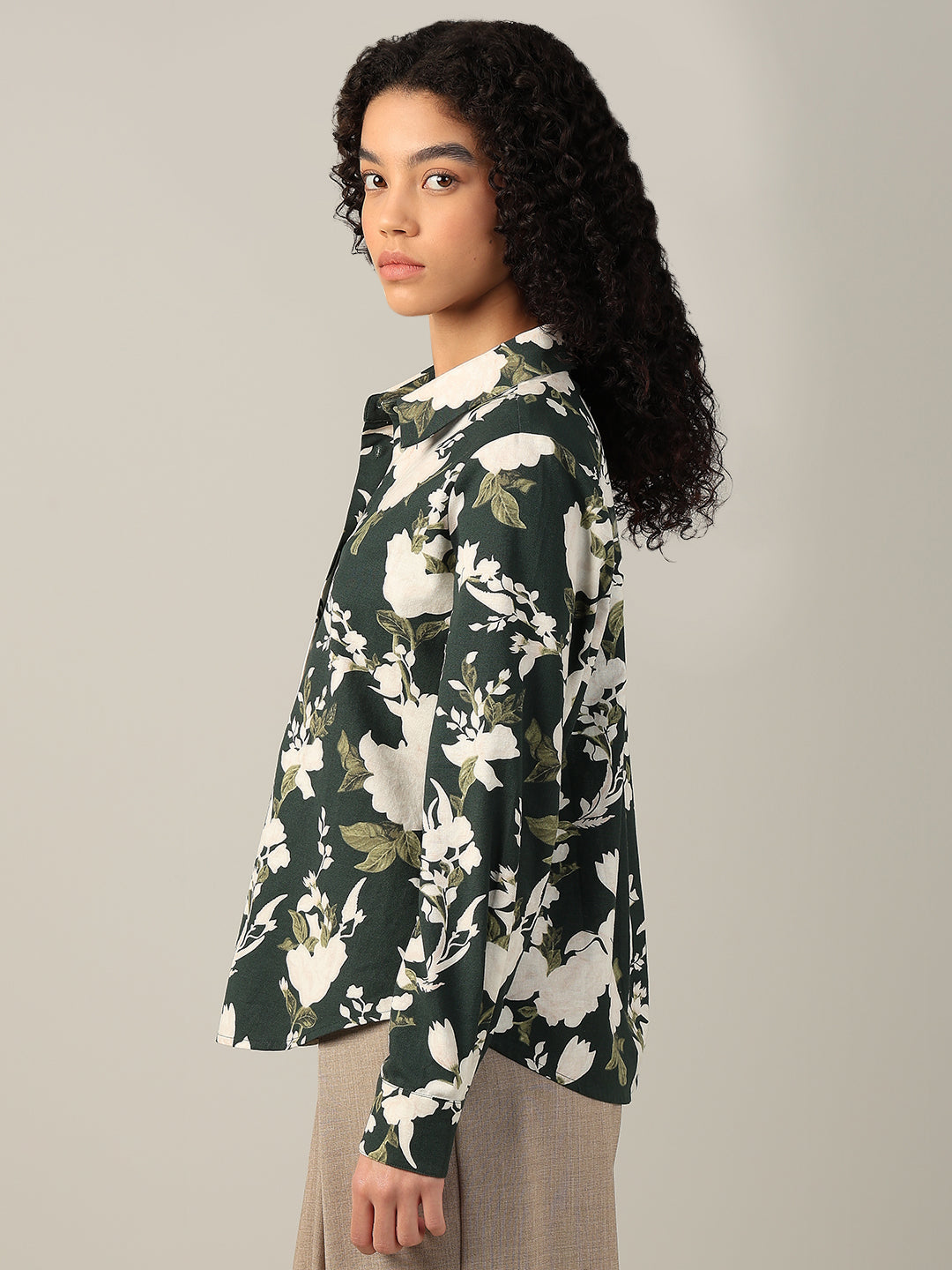 Dark Green Floral Shirt
