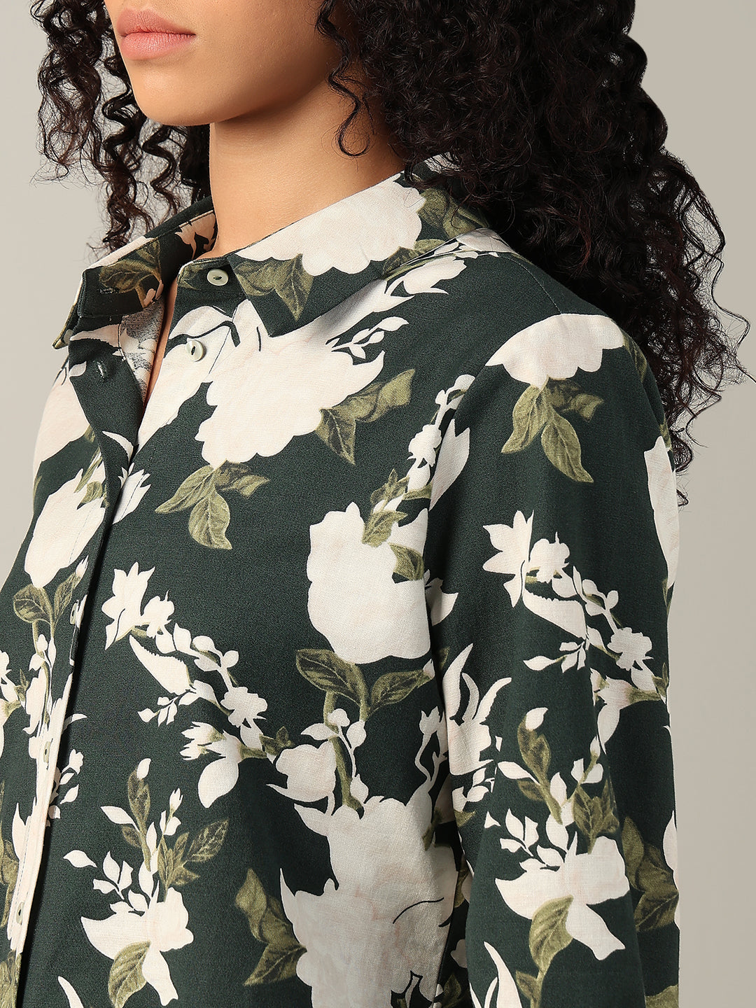 Dark Green Floral Shirt
