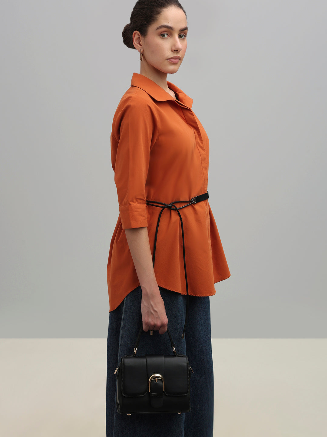 Rust Cotton Long Shirt