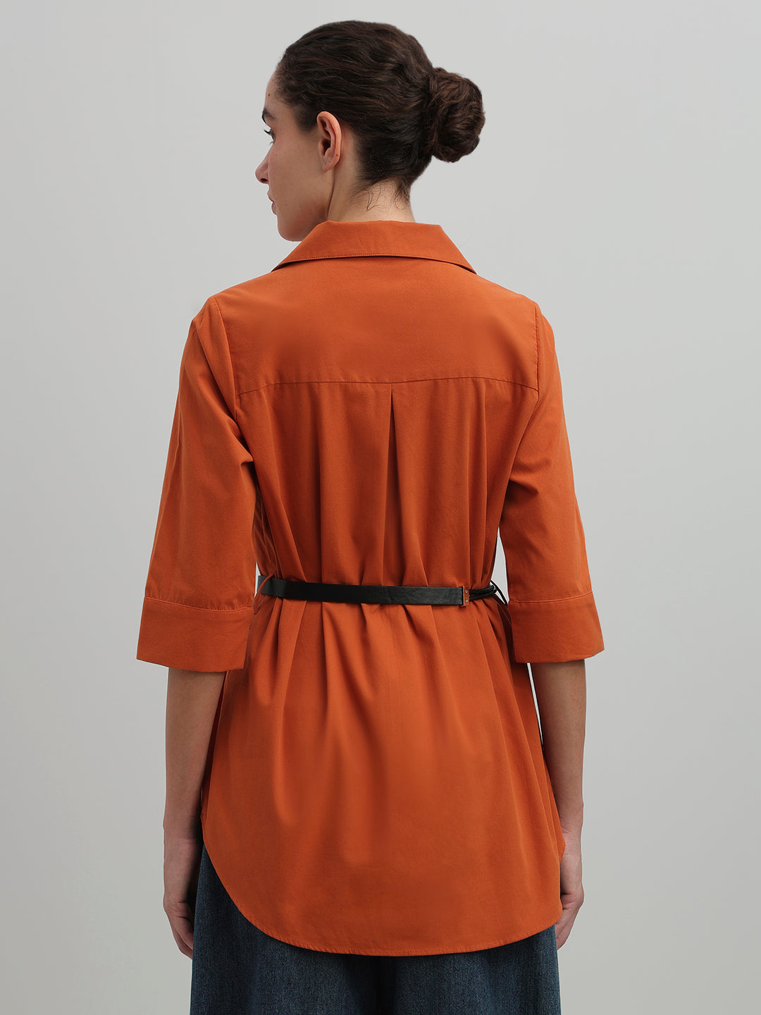 Rust Cotton Long Shirt