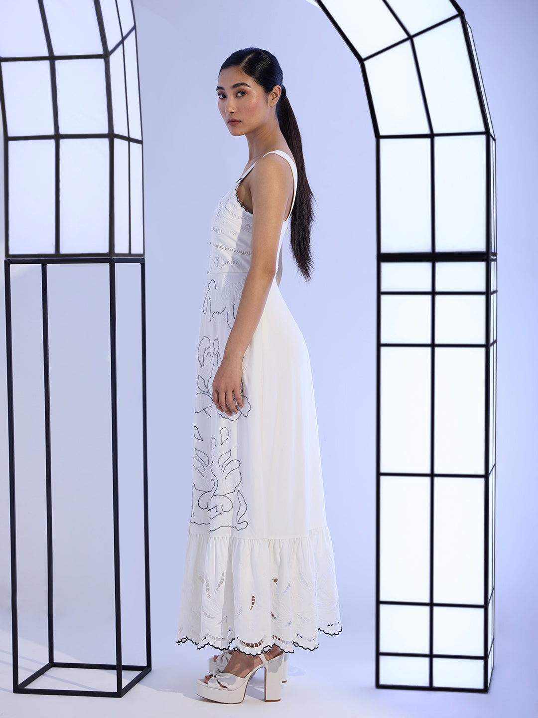 EDIT White Embroidered Maxi Dress