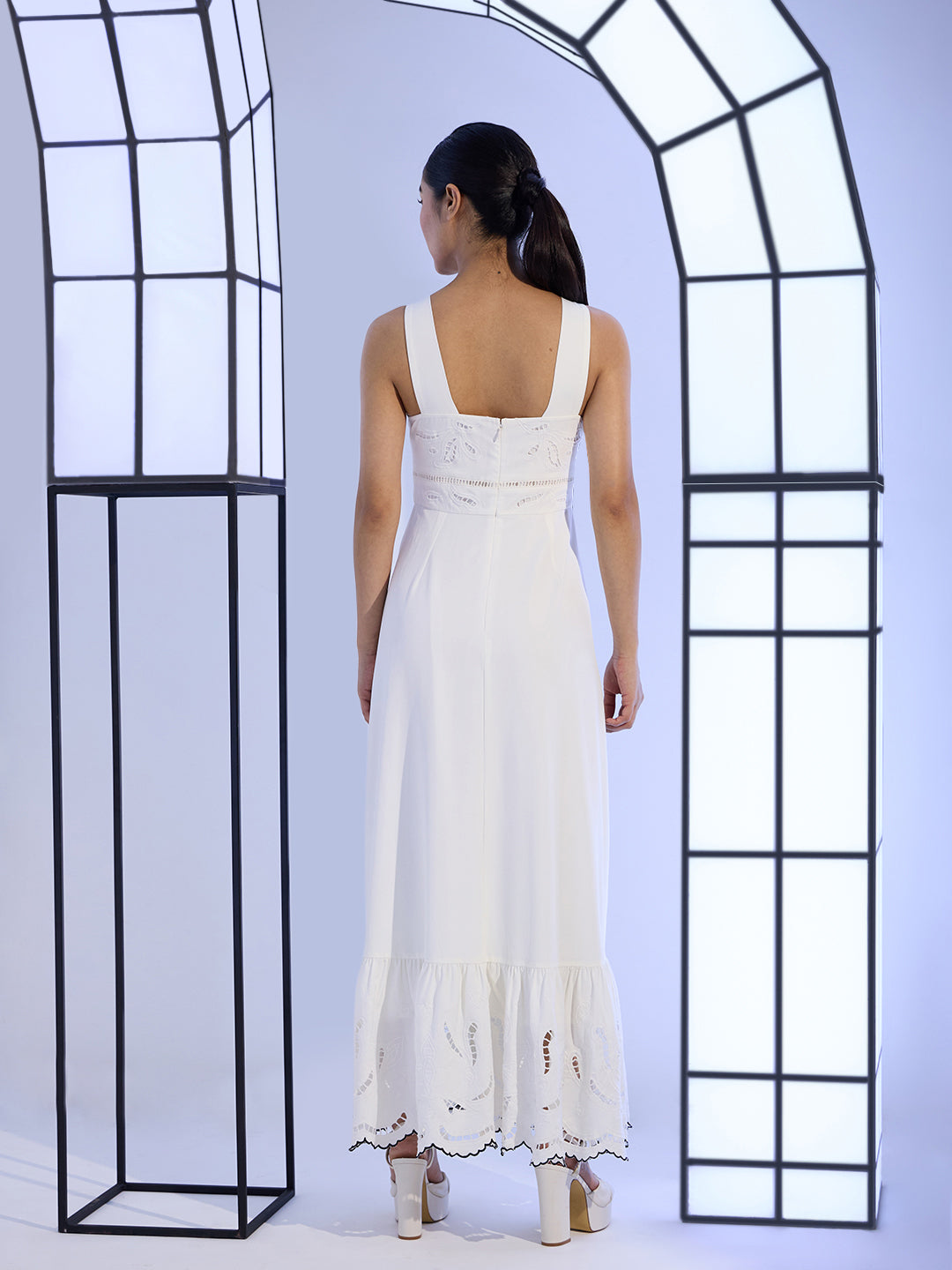 EDIT White Embroidered Maxi Dress