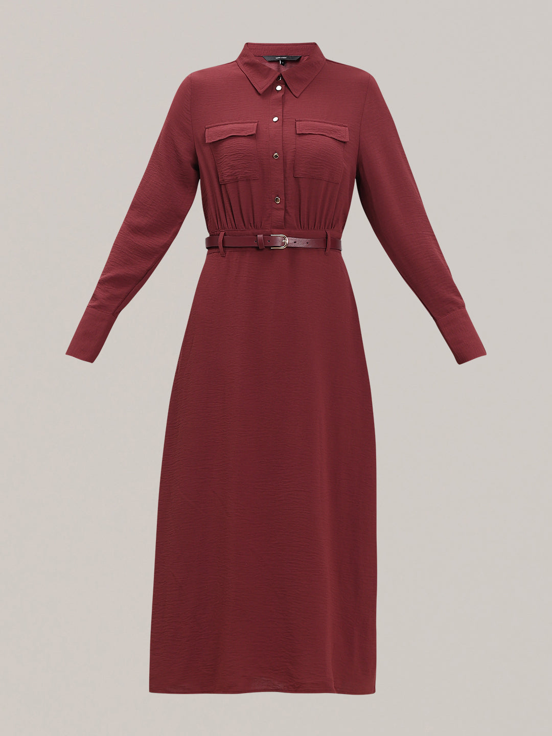 Classic Belted Midi Shirt Dress