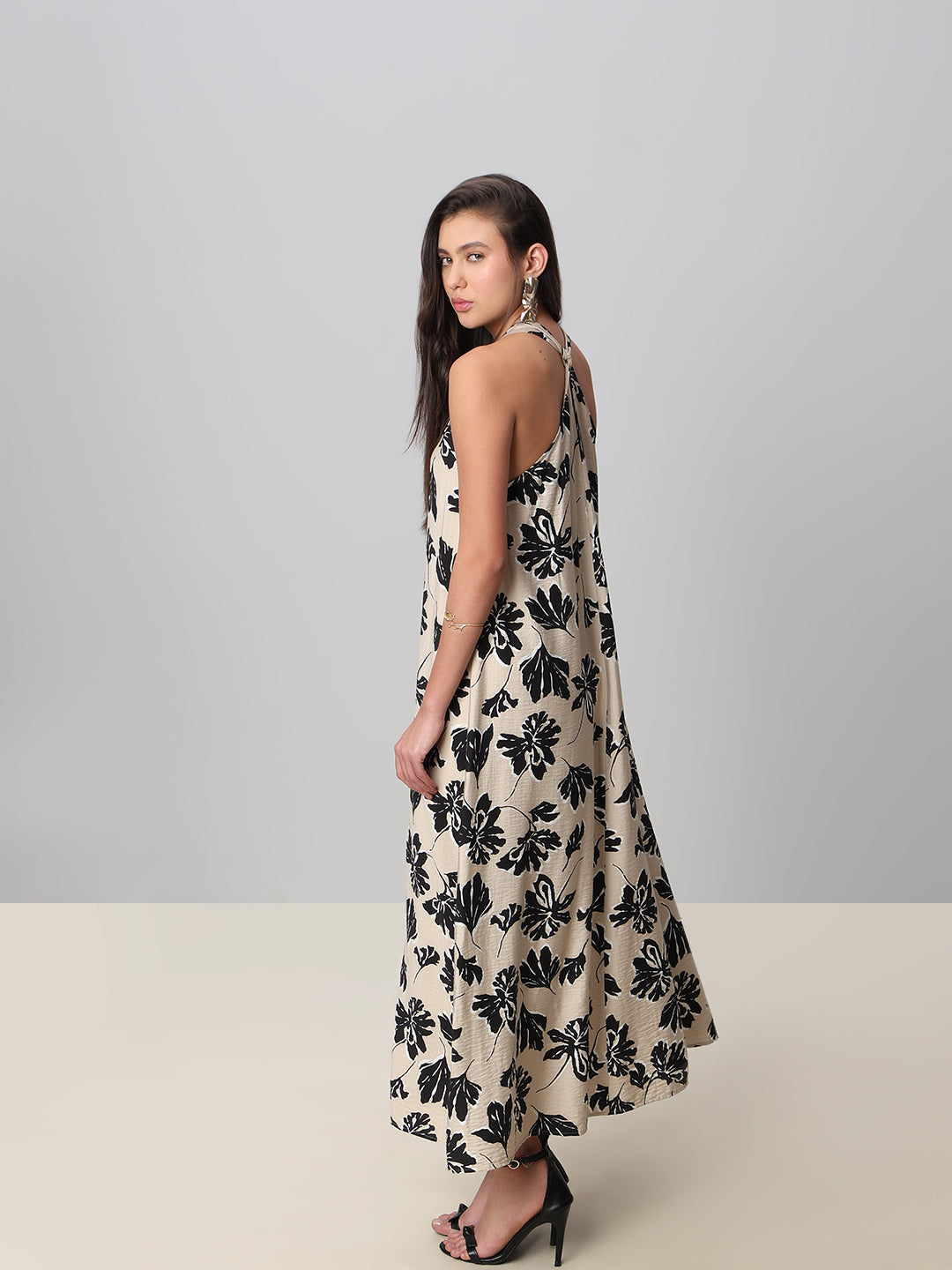 Floral Print Halter Neck Dress