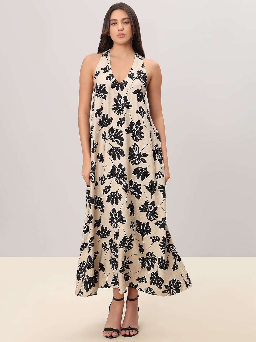 Floral Print Halter Neck Dress
