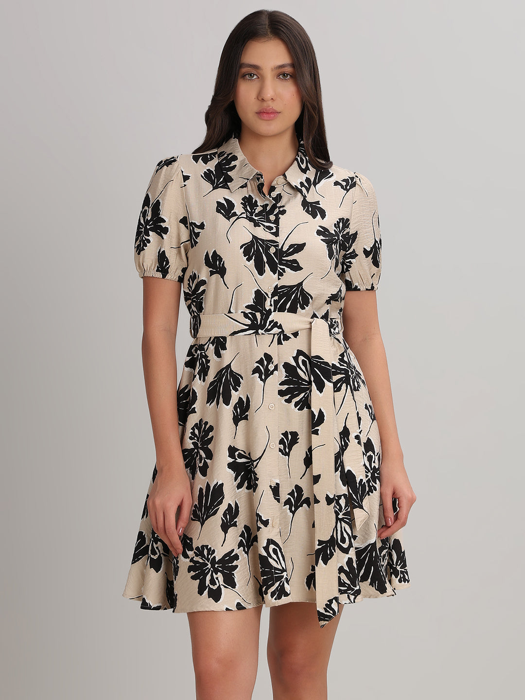 Floral Print Short Shirt Dress