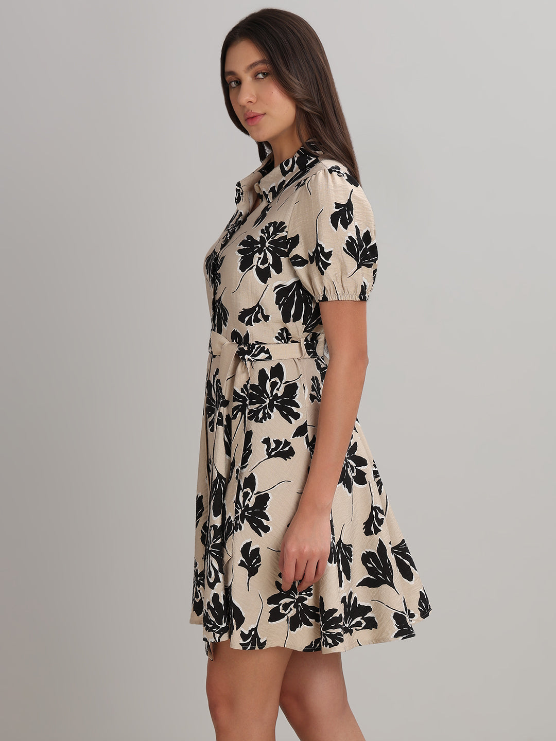 Floral Print Short Shirt Dress