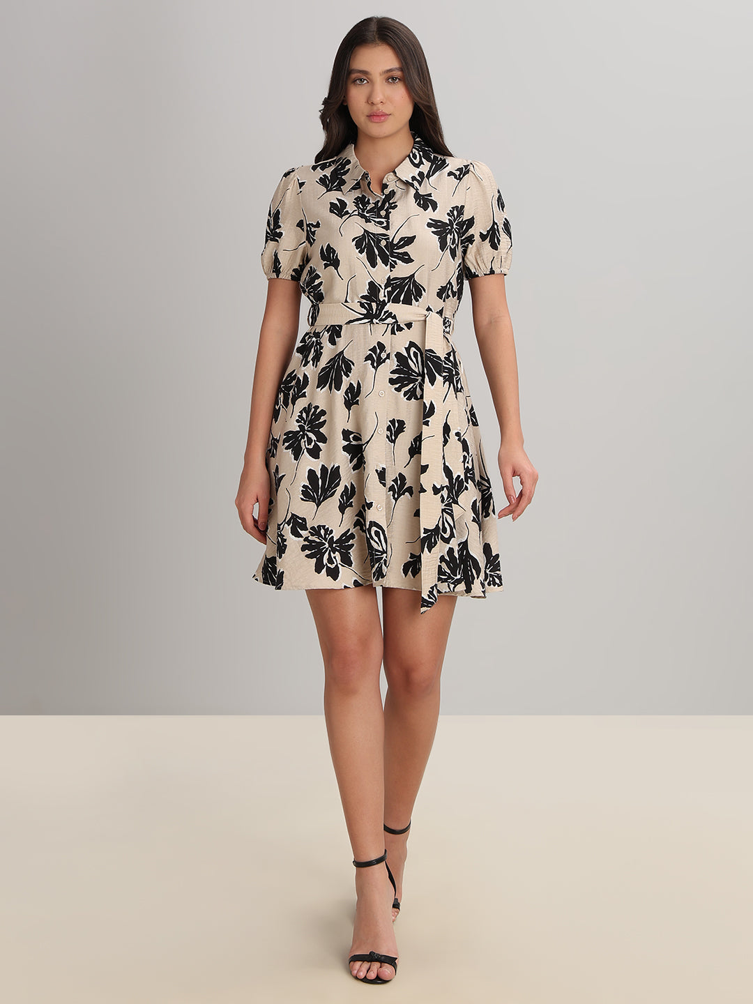 Floral Print Short Shirt Dress