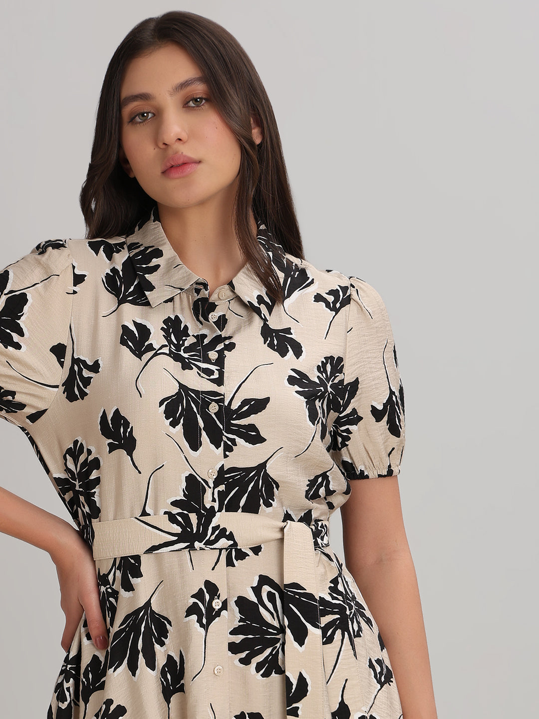Floral Print Short Shirt Dress