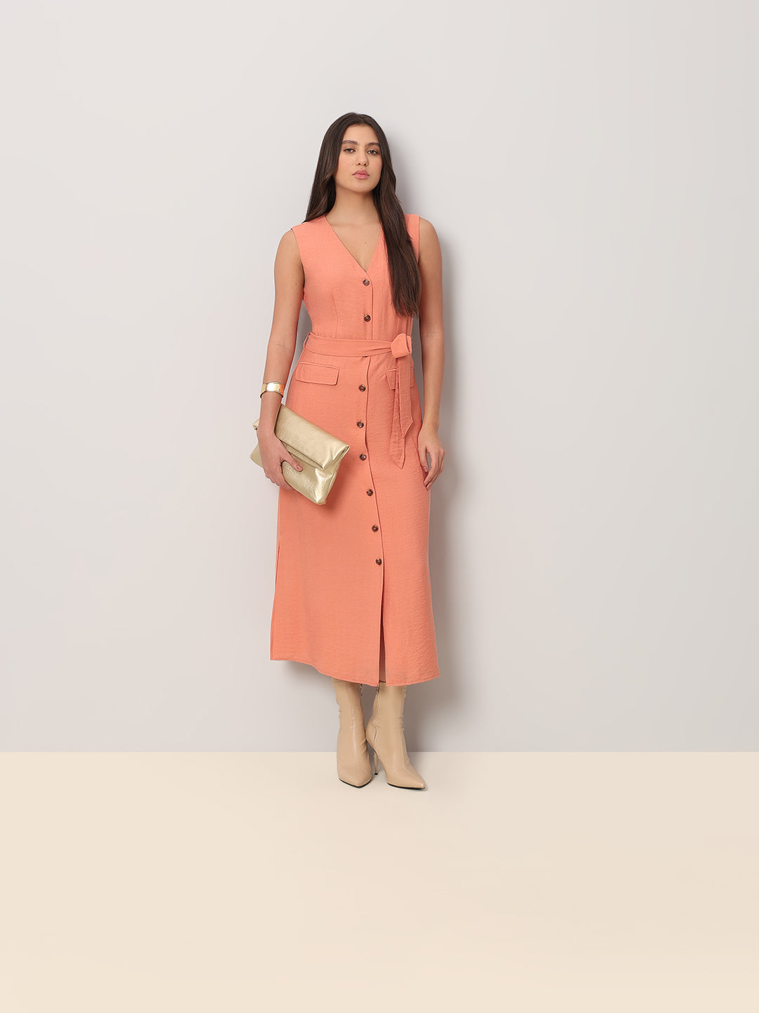 V-Neck Sleeveless Dress