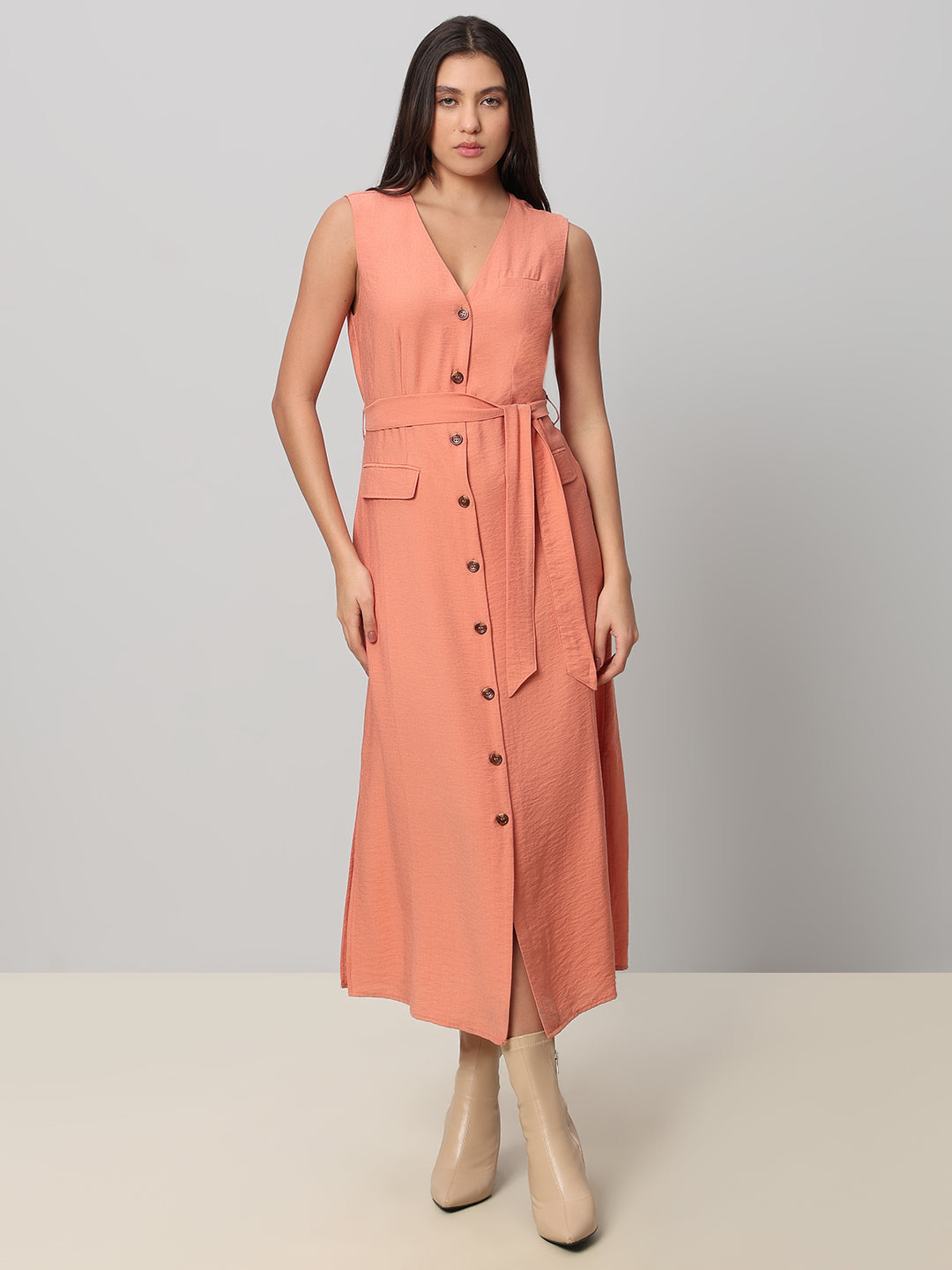 V-Neck Sleeveless Dress