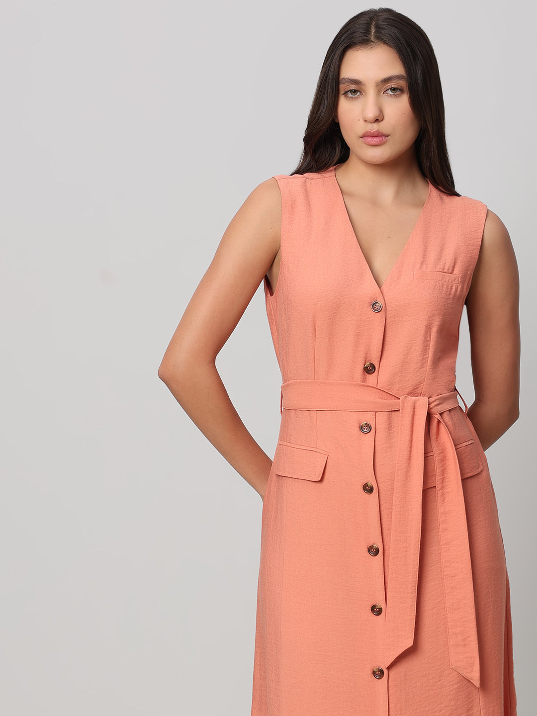 V-Neck Sleeveless Dress