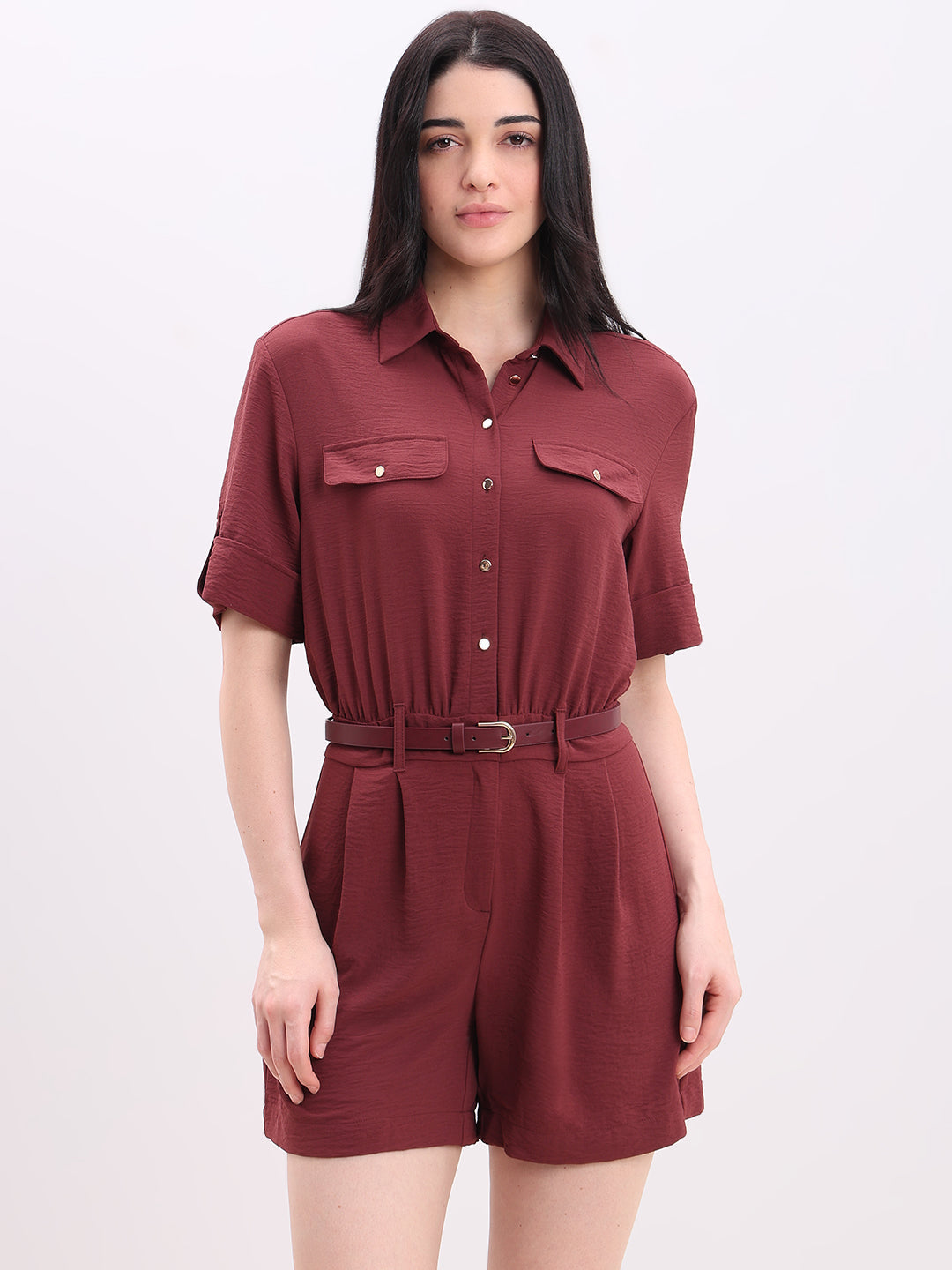 Dark Red Playsuit