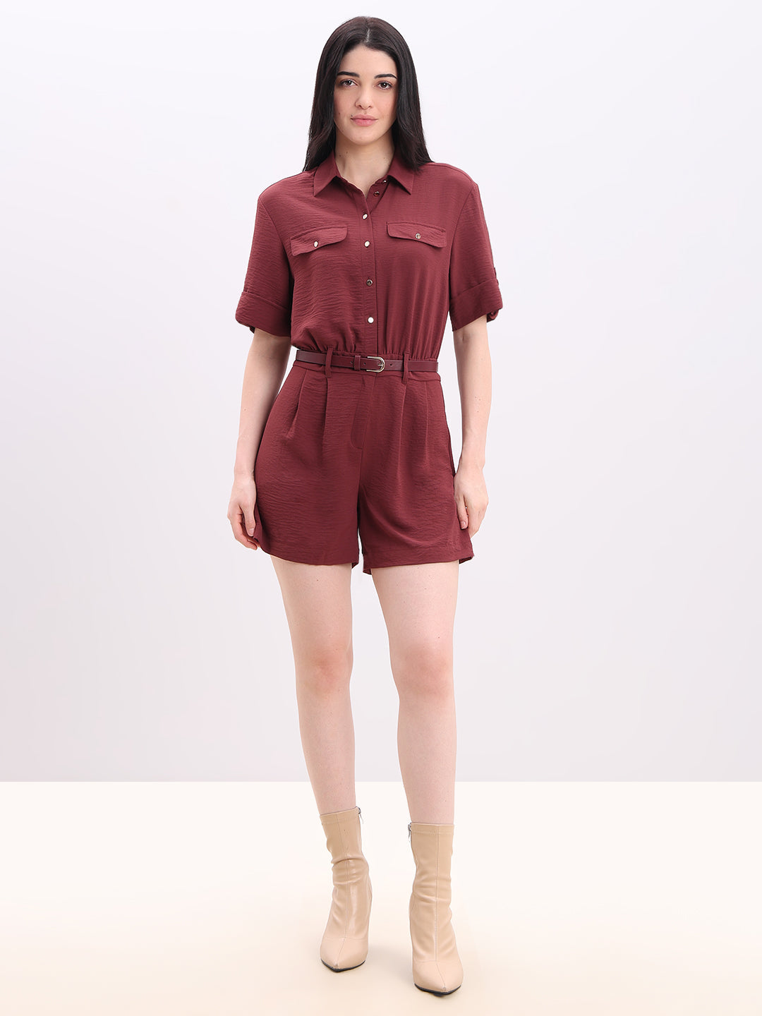 Dark Red Playsuit