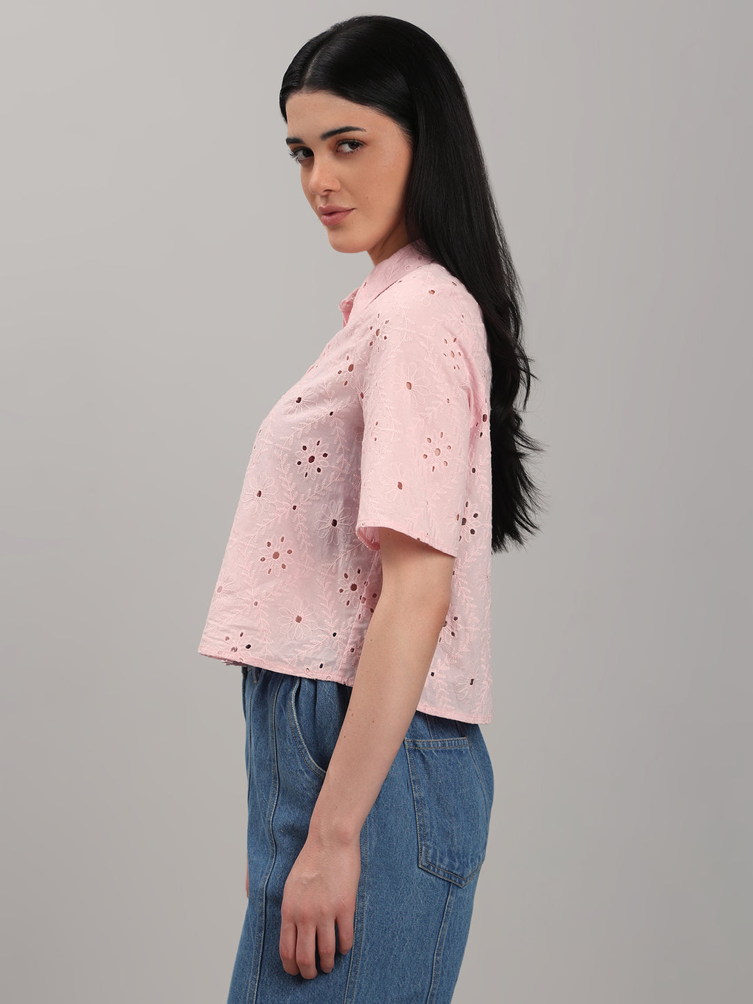 Light Pink Broderie Embroidery Shirt