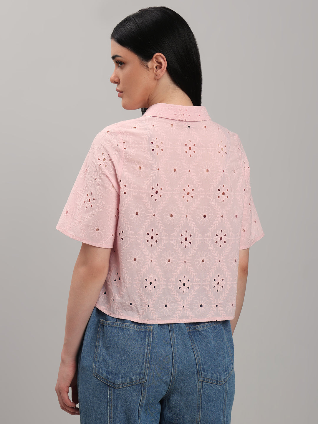 Light Pink Broderie Embroidery Shirt