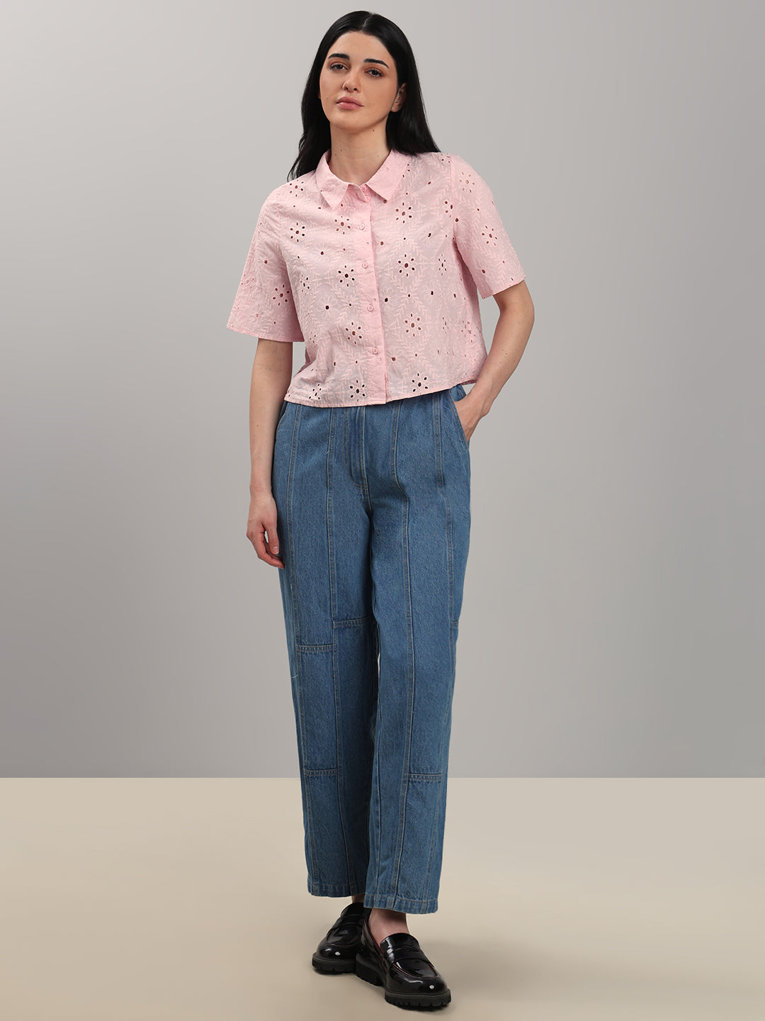 Light Pink Broderie Embroidery Shirt