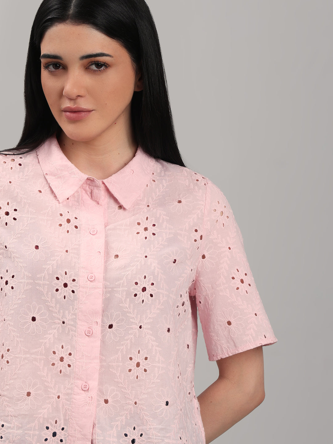Light Pink Broderie Embroidery Shirt