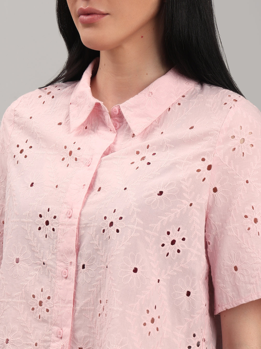 Light Pink Broderie Embroidery Shirt