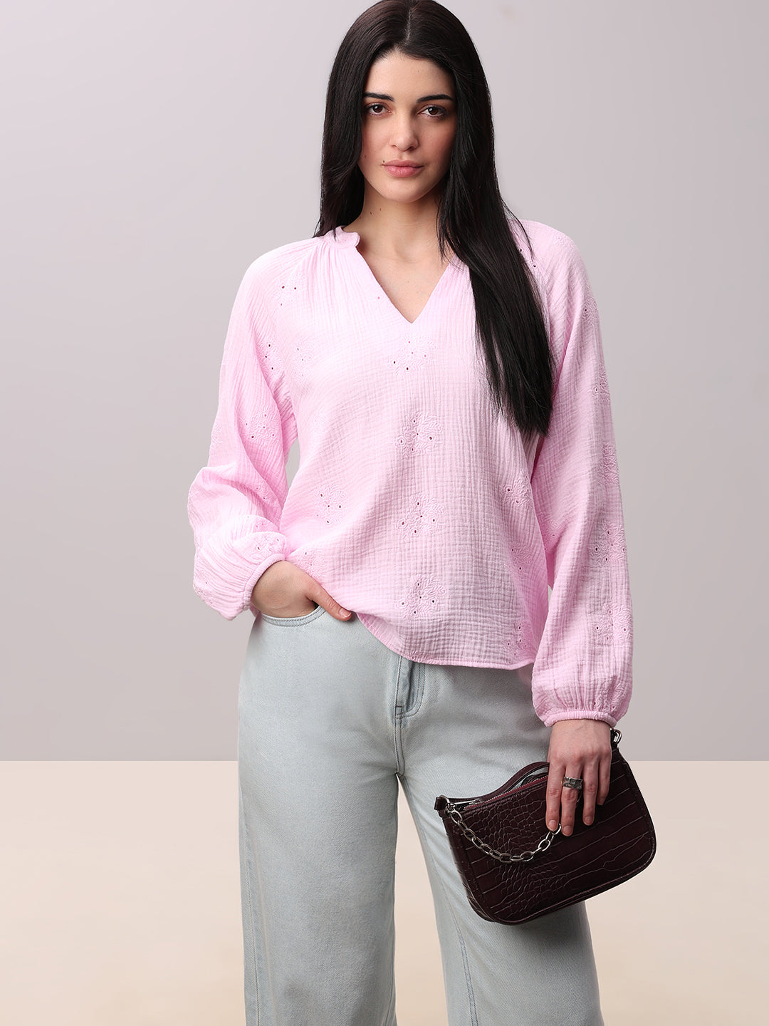 Pink Embroidered Top