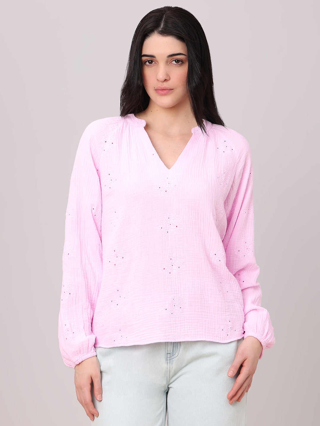 Pink Embroidered Top