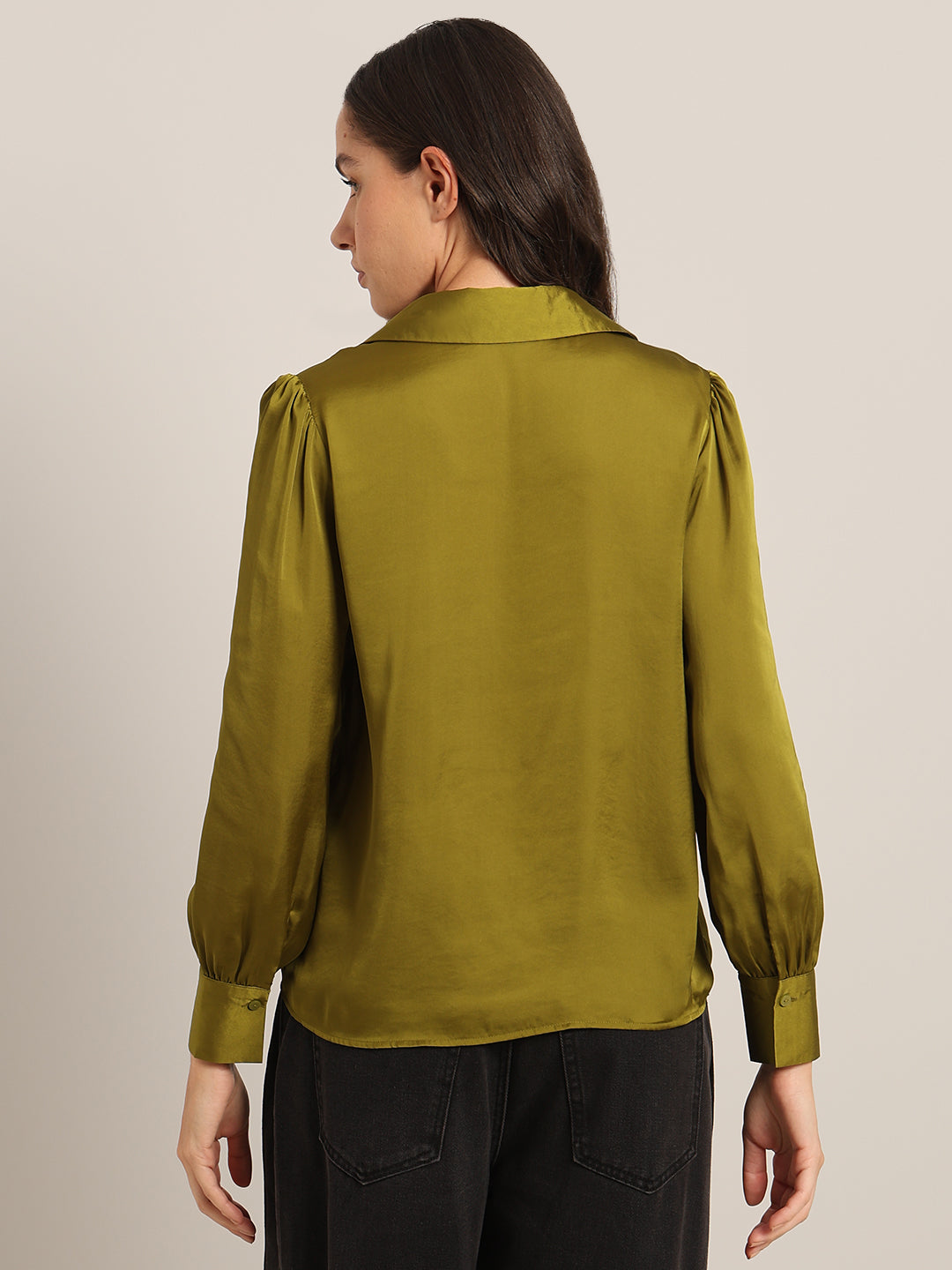 Mustard Satin Regular Fit Shirt